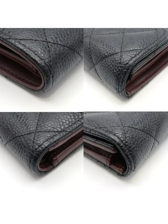Chanel Quilted Medium Flap Wallet Trifold Caviar Leather Ap0232 - Picture 9 of 10